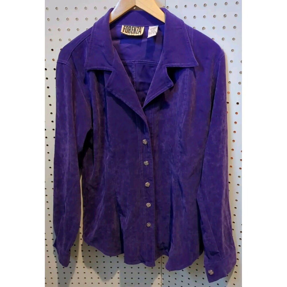 Forenza Women's Shirt Size 10 Long Sleeve Purple Button Soft